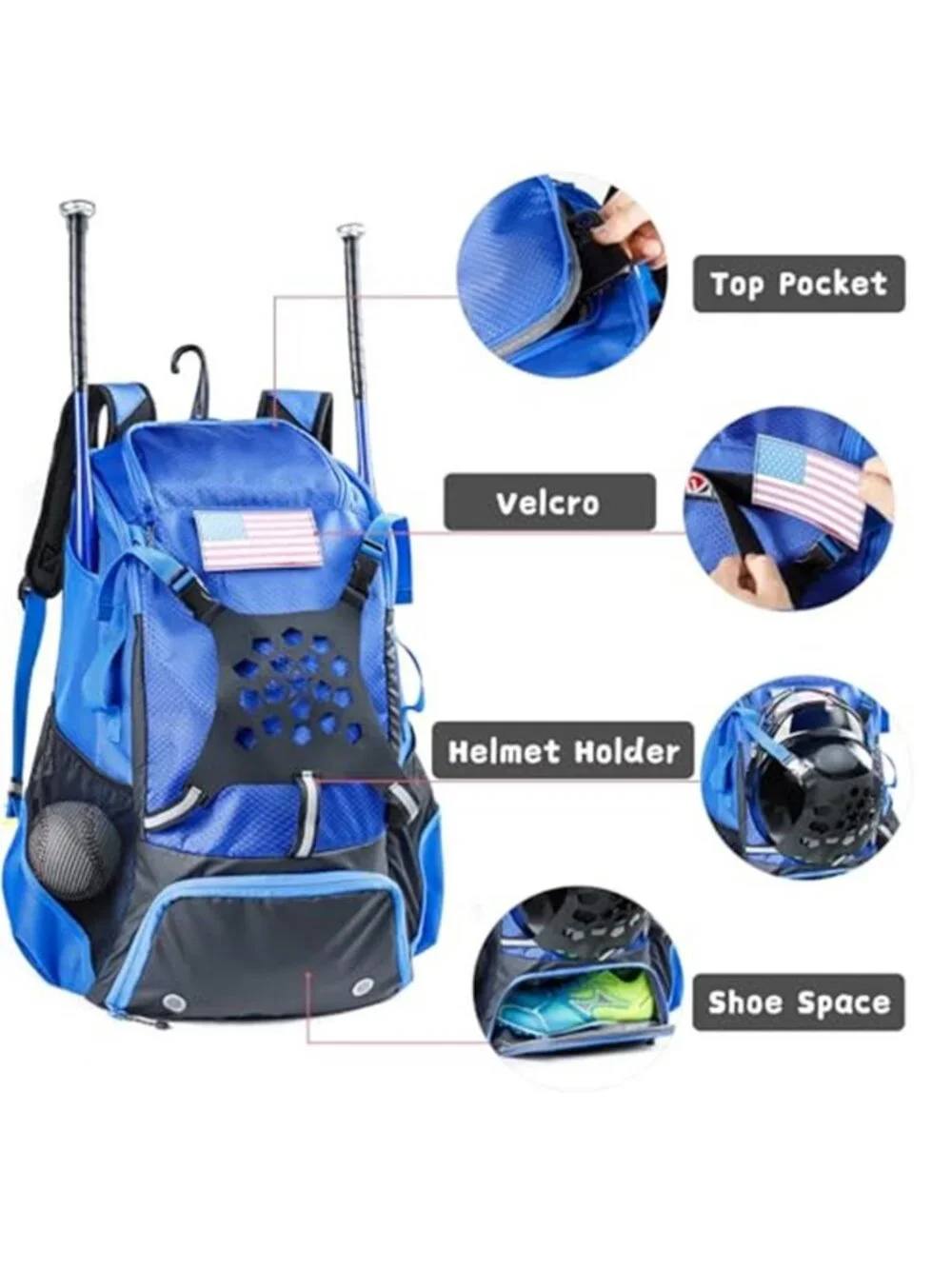 Baseball Backpack for Youth, Boys, Adults - Bat and Softball Equipment Bag